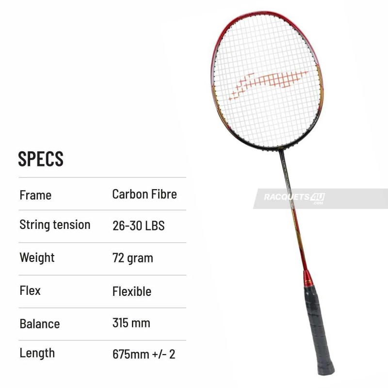 LI-NING Windstorm 72 Badminton Racquet (Black/Red, Unstrung)