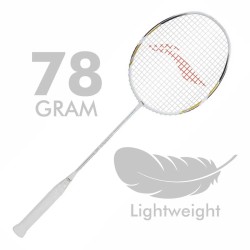 LI-NING Windstorm 78+ Badminton Racquet (White/Gold, Unstrung)