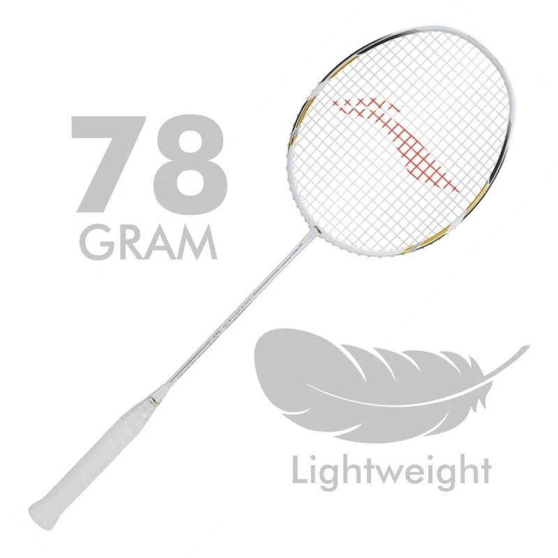 LI-NING Windstorm 78+ Badminton Racquet (White/Gold, Unstrung)