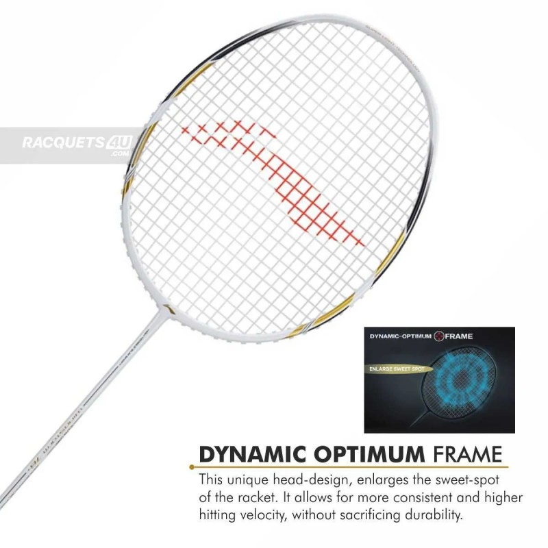LI-NING Windstorm 78+ Badminton Racquet (White/Gold, Unstrung)