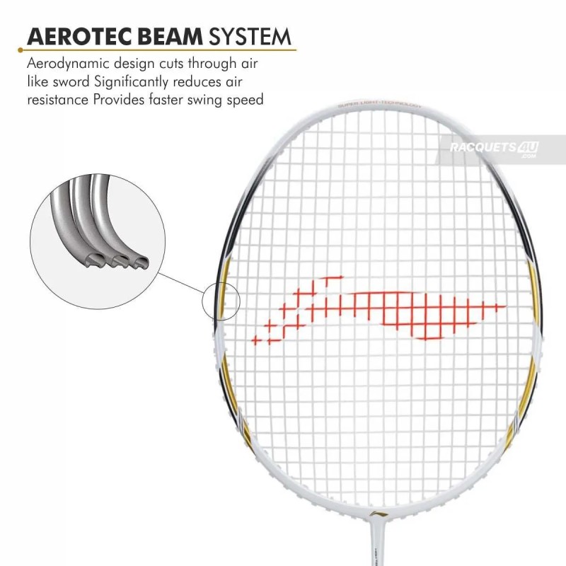 LI-NING Windstorm 78+ Badminton Racquet (White/Gold, Unstrung)