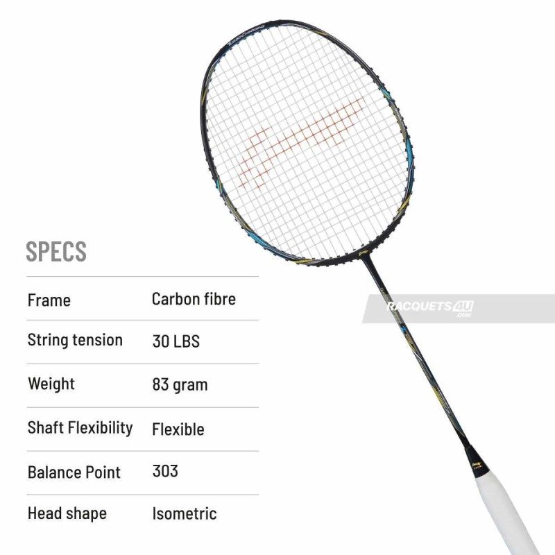 LI-NING Turbo Charging Z Boost Badminton Racquet (Unstrung, Black/Blue/Gold)