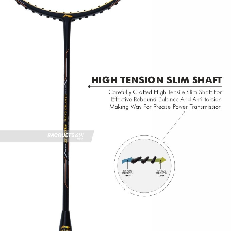 LI-NING Wind Lite 900 II Badminton Racquet (Black/Gold, Unstrung)