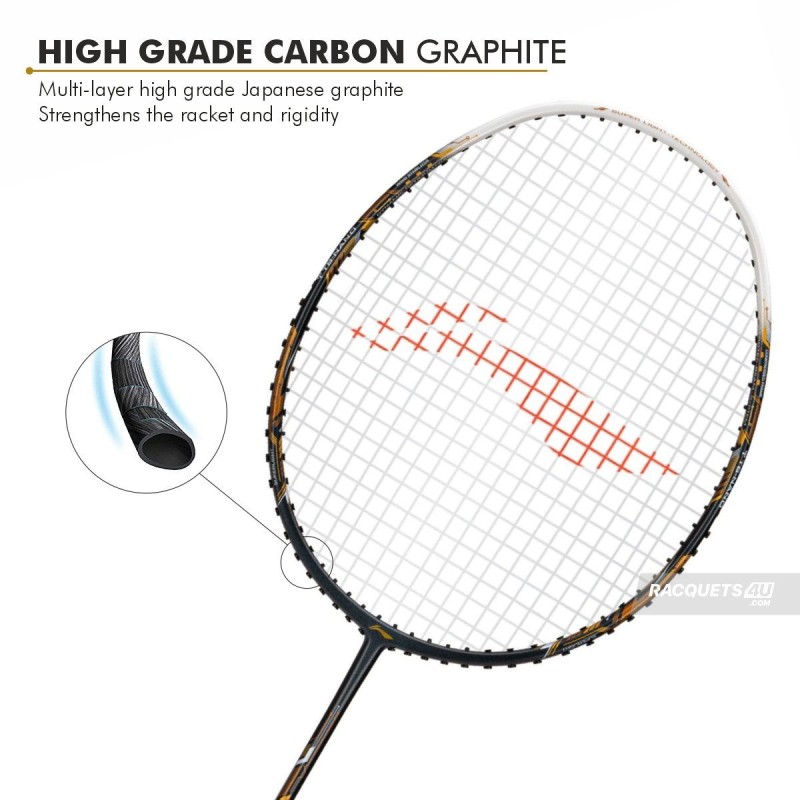 LI-NING Air-Force 77 G3 Badminton Racquet (Dark/Grey/White/Gold, Unstrung)