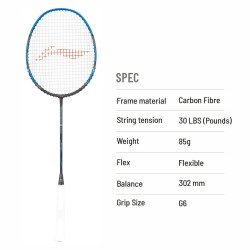 LI-NING 3D Calibar X Combat Badminton Racquet (Charcoal/Blue, Unstrung)