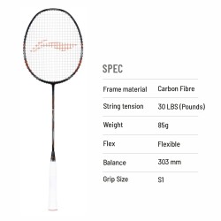 LI-NING Turbo Charging Z Combat Badminton Racquet (Unstrung, Black/Cooper)