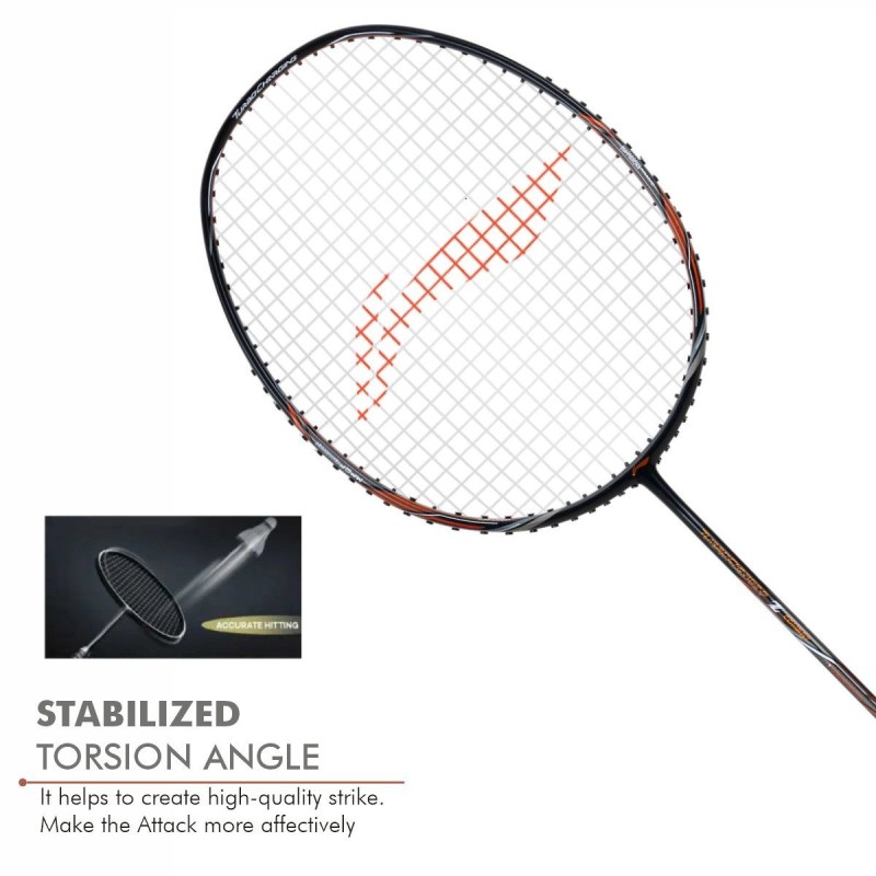 LI-NING Turbo Charging Z Combat Badminton Racquet (Unstrung, Black/Cooper)