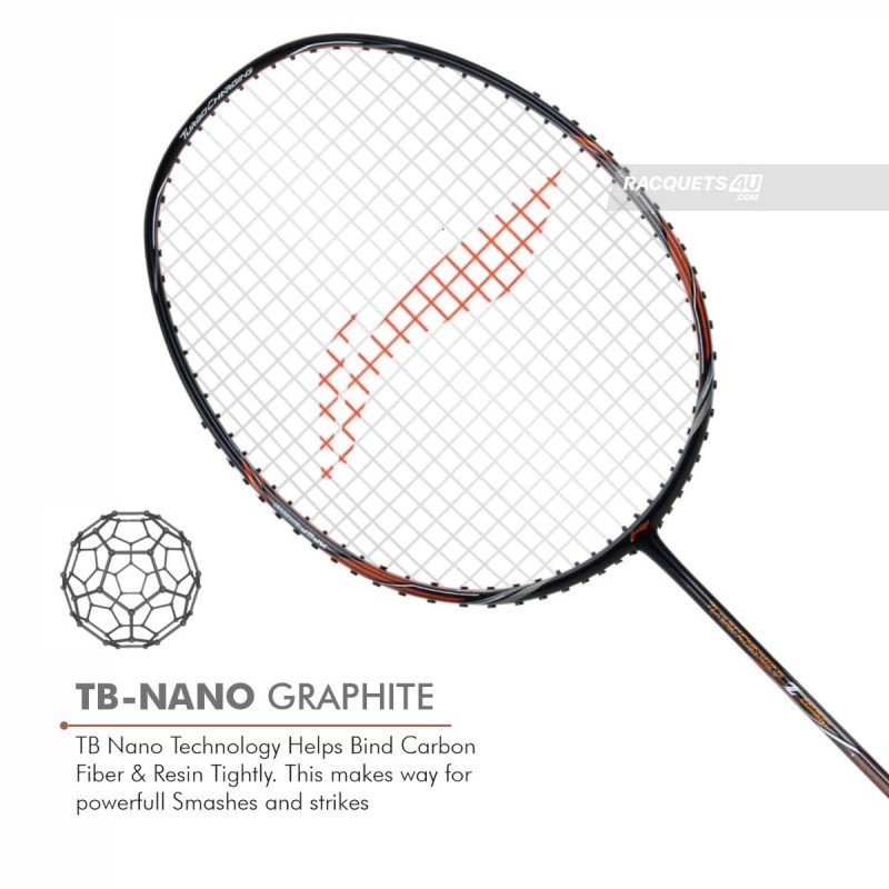 LI-NING Turbo Charging Z Combat Badminton Racquet (Unstrung, Black/Cooper)