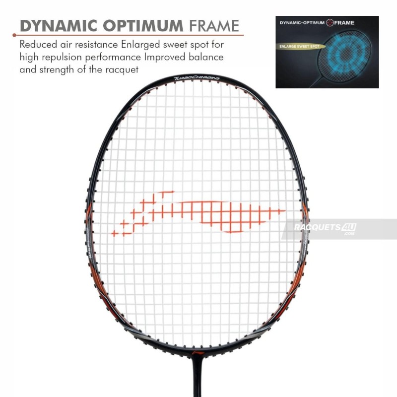 LI-NING Turbo Charging Z Combat Badminton Racquet (Unstrung, Black/Cooper)