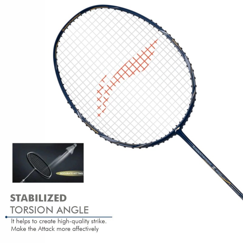 LI-NING Turbo Charging Z Boost Badminton Racquet (Navy/Silver, Unstrung)