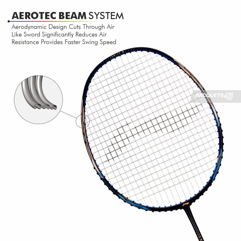 LI-NING Ignite 8 Badminton Racquet (Black/Blue/Old Gold, Unstrung)