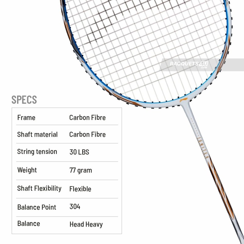 LI-NING Ignite 8 Badminton Racquet (Pearl White/Blue, Unstrung)