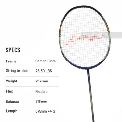 LI-NING Windstorm 72 Badminton Racquet (Navy/Black, Unstrung)