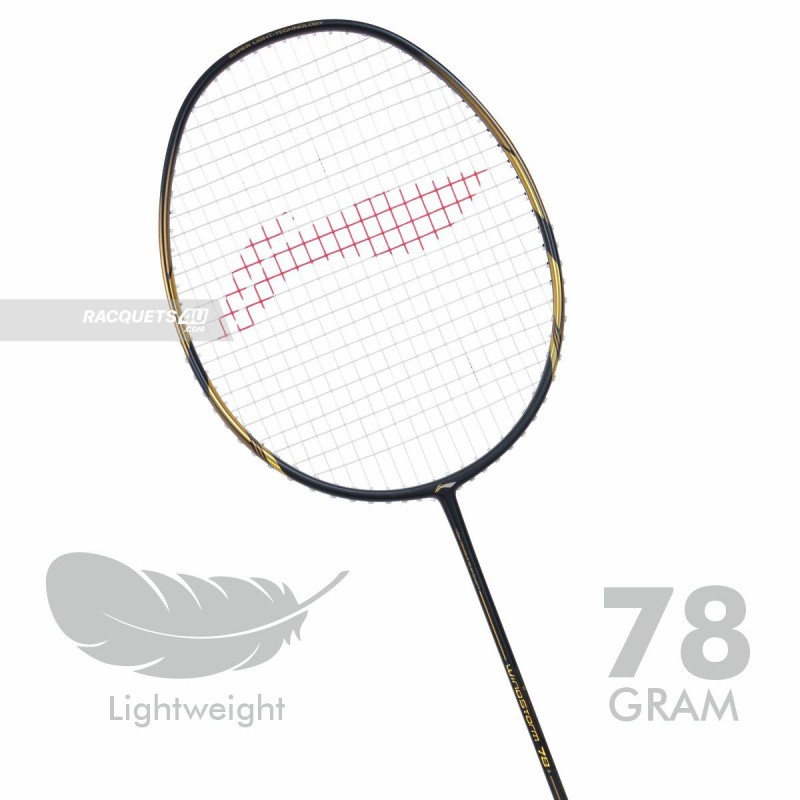 LI-NING Windstorm 78+ Badminton Racquet (Black/Gold, Unstrung)