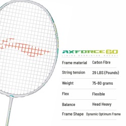 LI-NING AX-FORCE 60 Badminton Racquet (White, Unstrung)