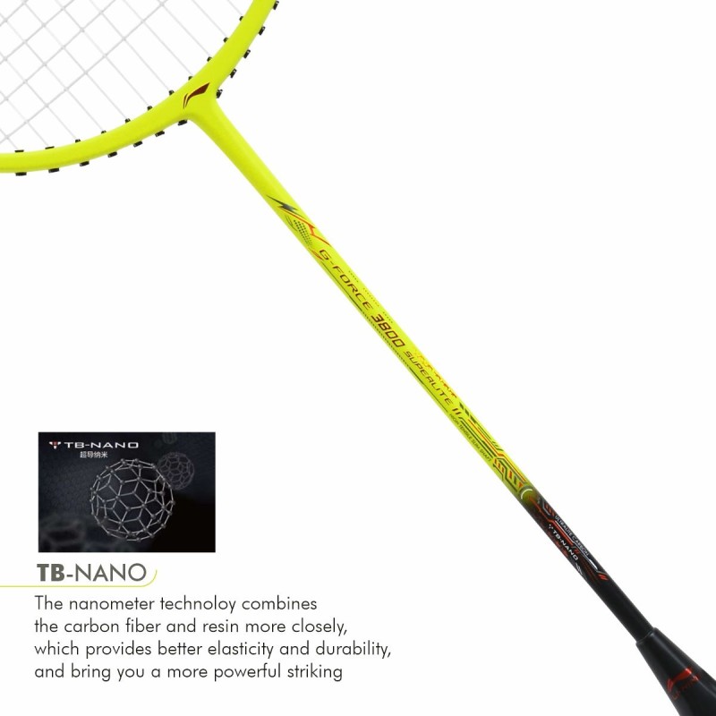 LI-NING G Force 3800 II Superlite Badminton Racquet (Lime/Black, Unstrung)