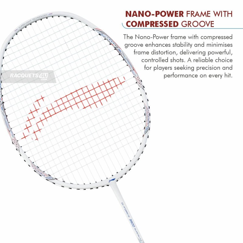 LI-NING G Force 3900 II Superlite Badminton Racquet (White, Unstrung)