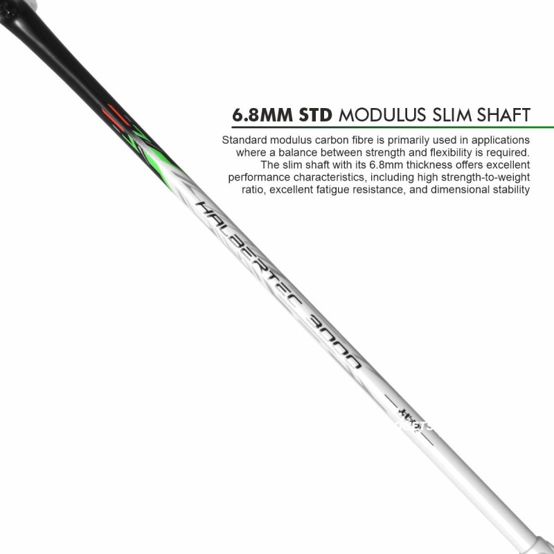 LI-NING Halbertec 3000 Badminton Racquet (Pearl White/Jade Green, Unstrung)