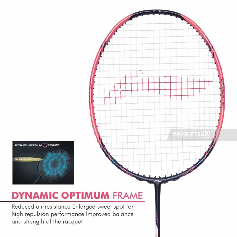 LI-NING Halbertec Motor Pro Badminton Racquet (Black/Pink/White, Unstrung)