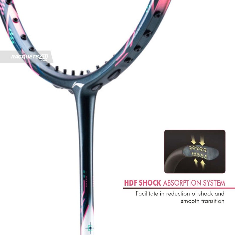 LI-NING Halbertec Motor Pro Badminton Racquet (Black/Pink/White, Unstrung)