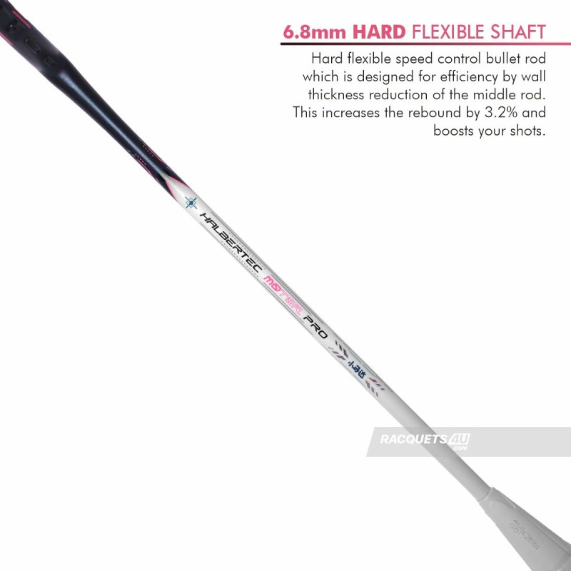 LI-NING Halbertec Motor Pro Badminton Racquet (Black/Pink/White, Unstrung)