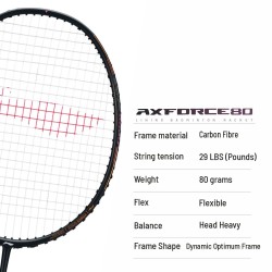 LI-NING AX-FORCE 80 Badminton Racquet (Black/Gold, Unstrung)