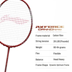 LI-NING AX-FORCE Cannon Pro Badminton Racquet (Molten Lava, Unstrung)