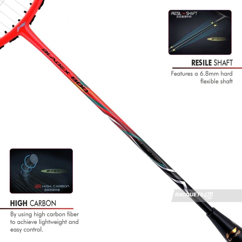 LI-NING Bladex 800 Badminton Racquet (Red/Black, Unstrung)