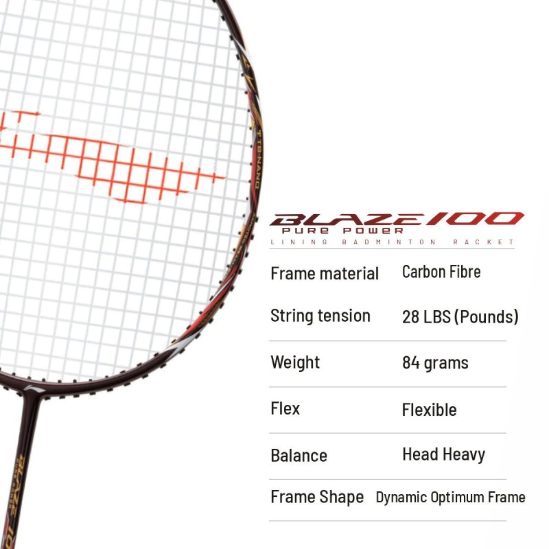 LI-NING Blaze 100 Badminton Racquet (Merlot/Gold/Red, Unstrung)