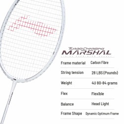 LI-NING Turbo Charging Marshal Badminton Racquet (P.White, Unstrung)