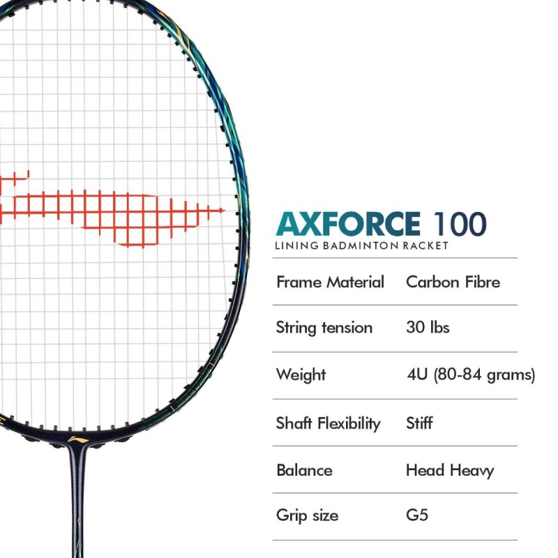 LI-NING AX-FORCE 100 Badminton Racquet (Storm Green, Unstrung)