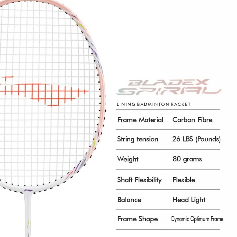 LI-NING Bladex Spiral Badminton Racquet (Light Smoke/Pink, Unstrung)