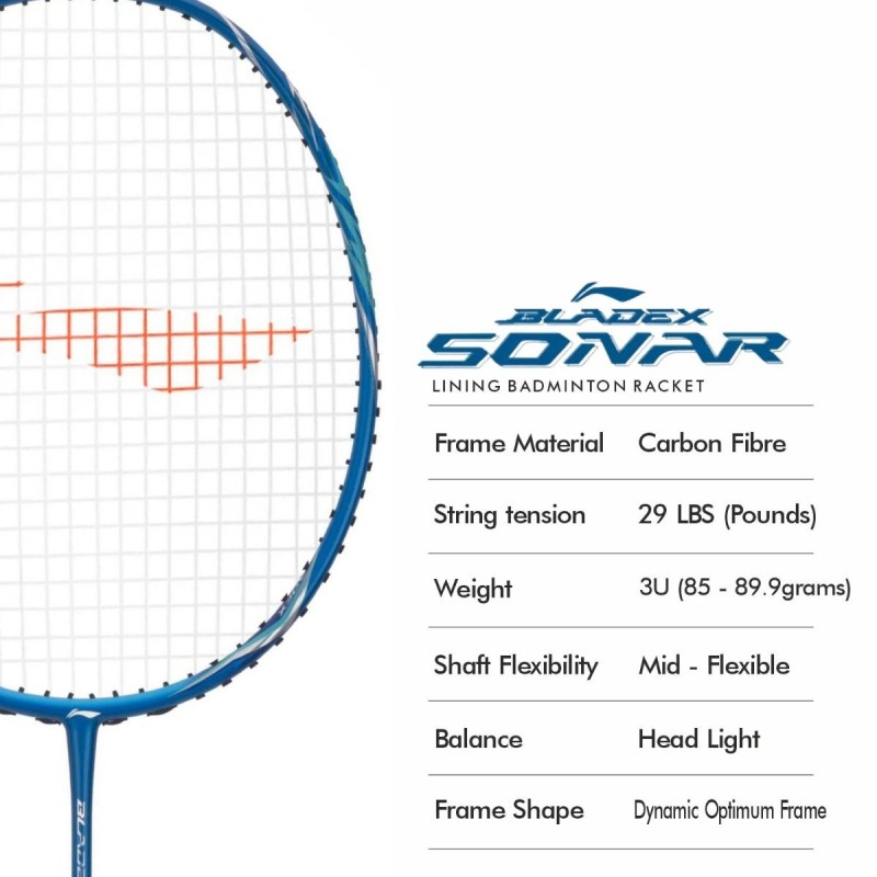LI-NING Bladex Sonar Badminton Racquet (Blue, Unstrung)