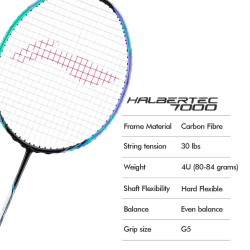 LI-NING Halbertec 7000 Badminton Racquet (Capri Breeze/Twilight Purple, Unstrung)