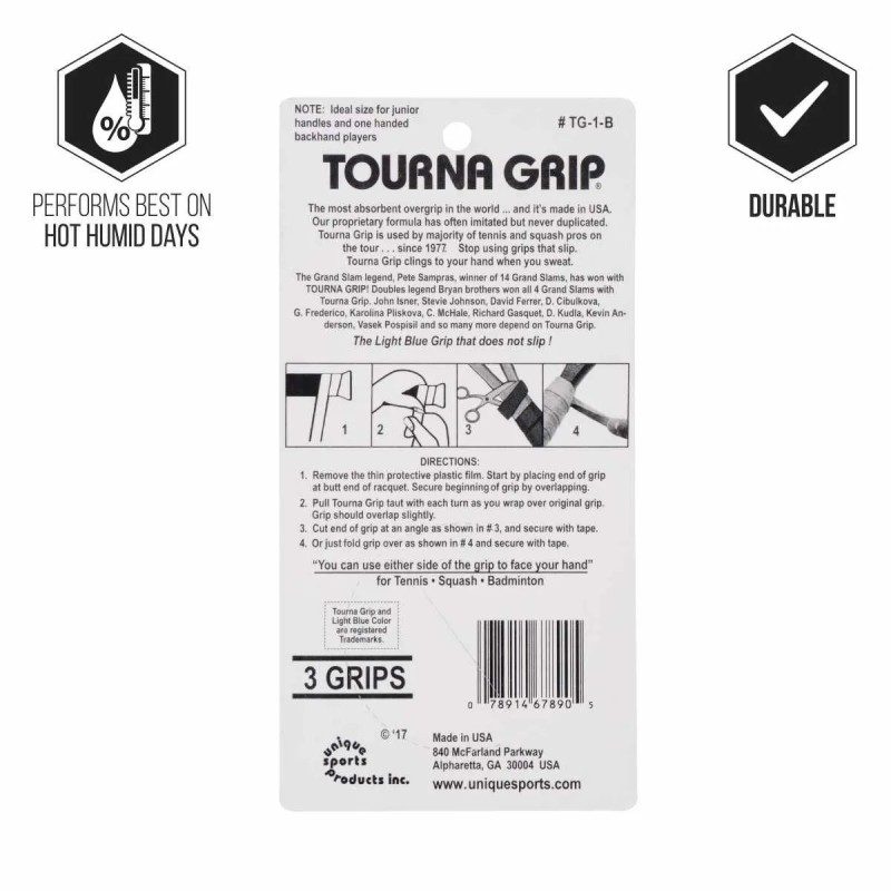 TOURNA Original Dry Overgrip (3 Grips on roll, Blue)