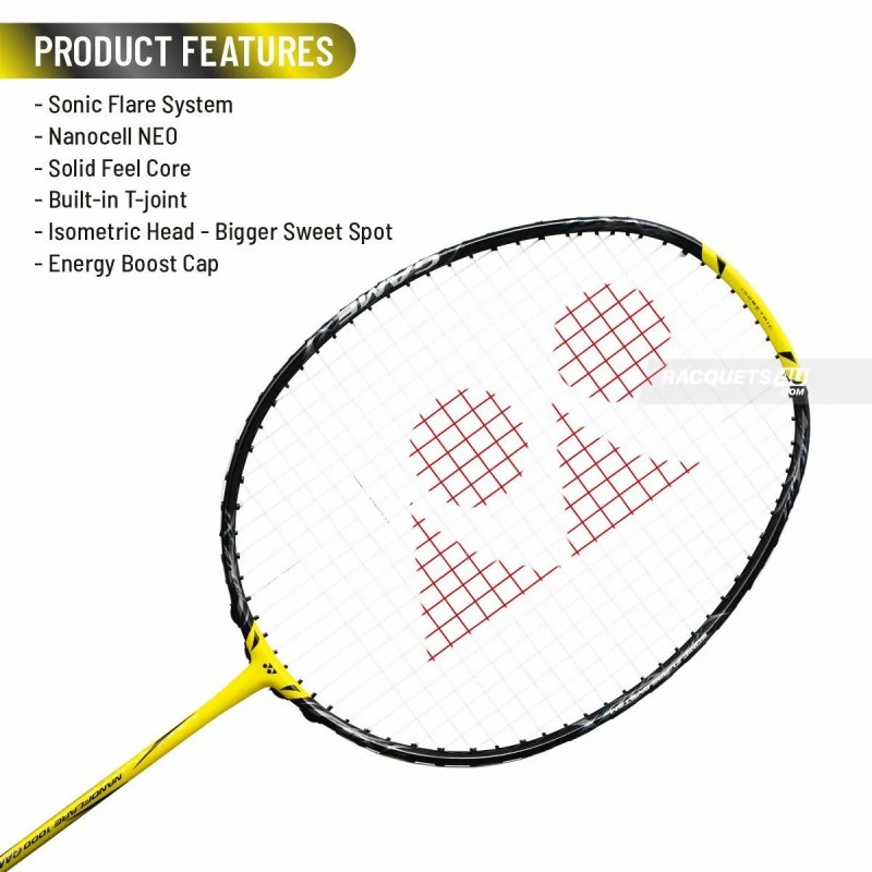 YONEX Nanoflare 1000 Game Badminton Racquet (Lightning Yellow, Strung)