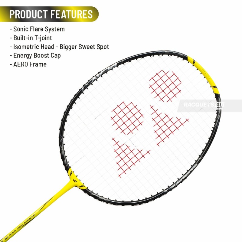 YONEX Nanoflare 1000 Play Badminton Racquet (Strung, Lightning Yellow)