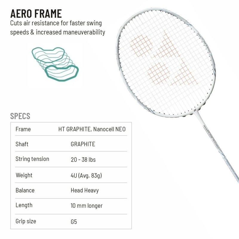 YONEX Nanoflare Nextage Badminton Racquet (Strung, White/Grey)
