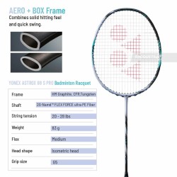 YONEX ASTROX 88 S Pro Badminton Racquet (Silver/Black, Unstrung)
