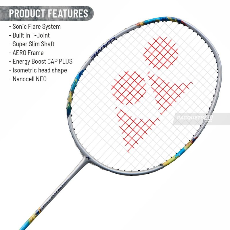 YONEX Nanoflare 700 Game Badminton Racquet (Strung, Silver/Blue)