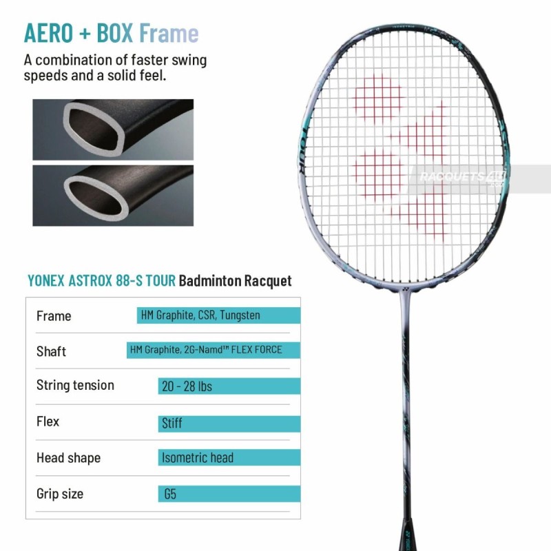 YONEX Astrox 88S Tour Badminton Racquet (Unstrung, Silver/Black)