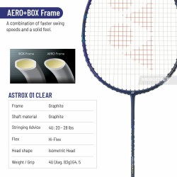 YONEX Astrox 01 Clear Badminton Racquet (Strung, Black/Blue)