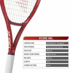 YONEX Vcore 98L Tennis Racquet (Ruby Red, Unstrung)