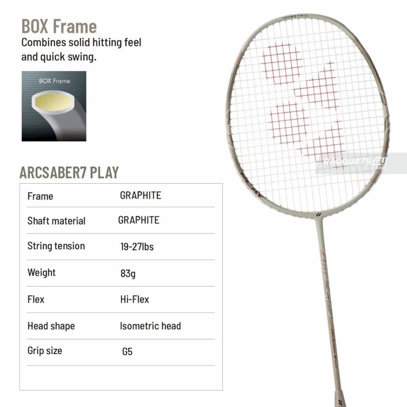 YONEX Arcsaber 7 Play Badminton Racquet (Light Beige, Strung)