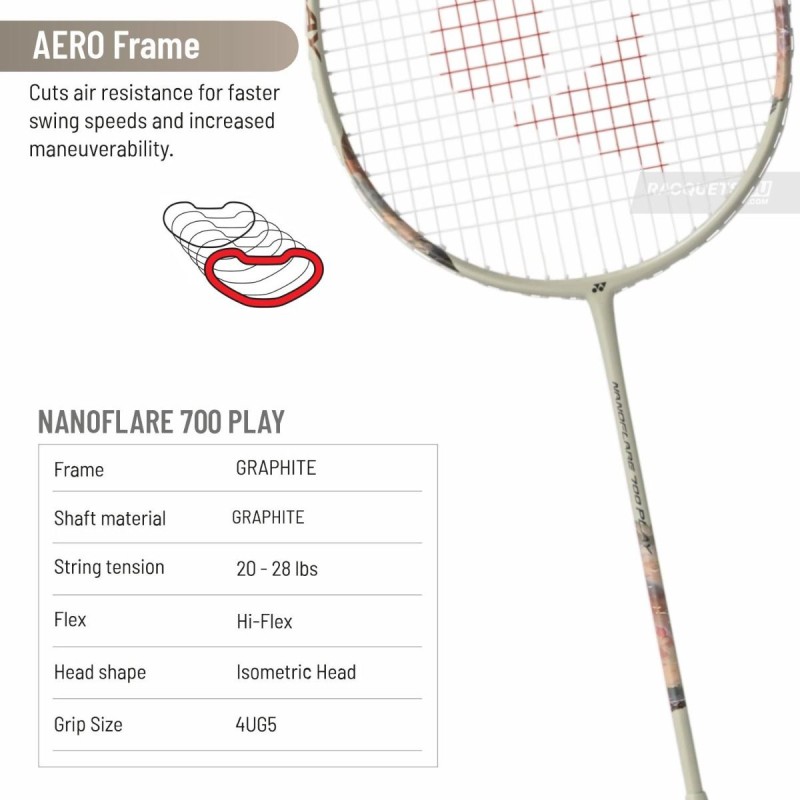 YONEX Nanoflare 700 Play Badminton Racquet (Light Beige, Strung)