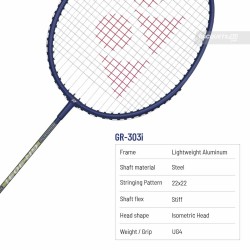 YONEX GR 303I Badminton Racquet (Strung, Deep Blue)