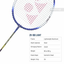 YONEX ZR 100 Light Badminton Racquet (Strung, White Blue)