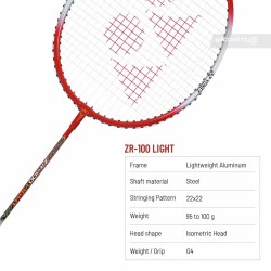 YONEX ZR 100 Light Badminton Racquet (Strung, Light Red)