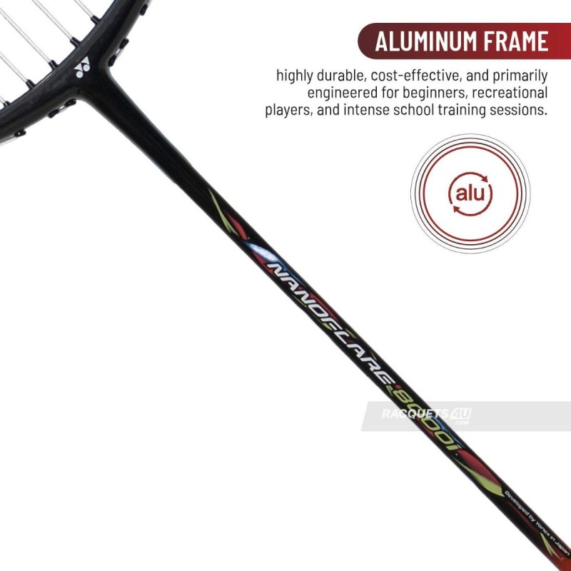 YONEX Nanoflare 8000i Badminton Racquet (Strung, Black/Red)